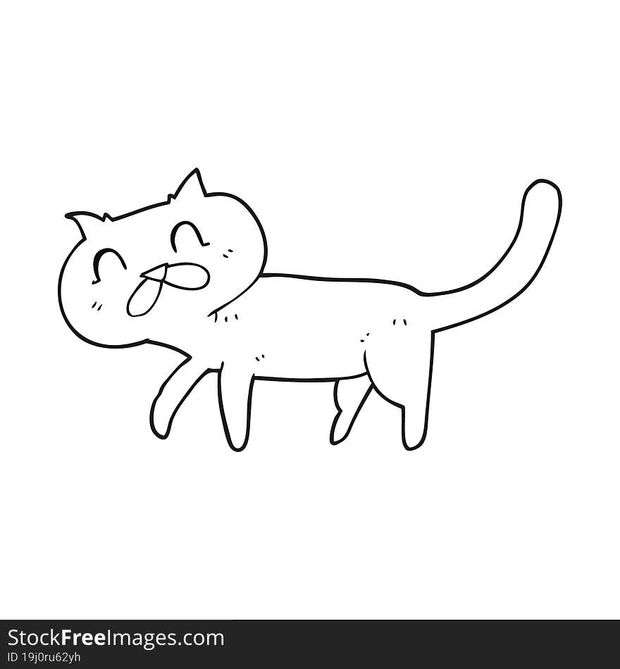 black and white cartoon cat