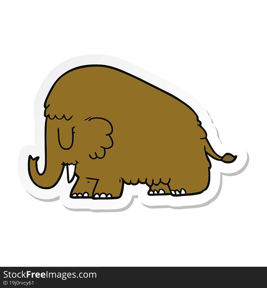 Sticker Of A Cartoon Mammoth