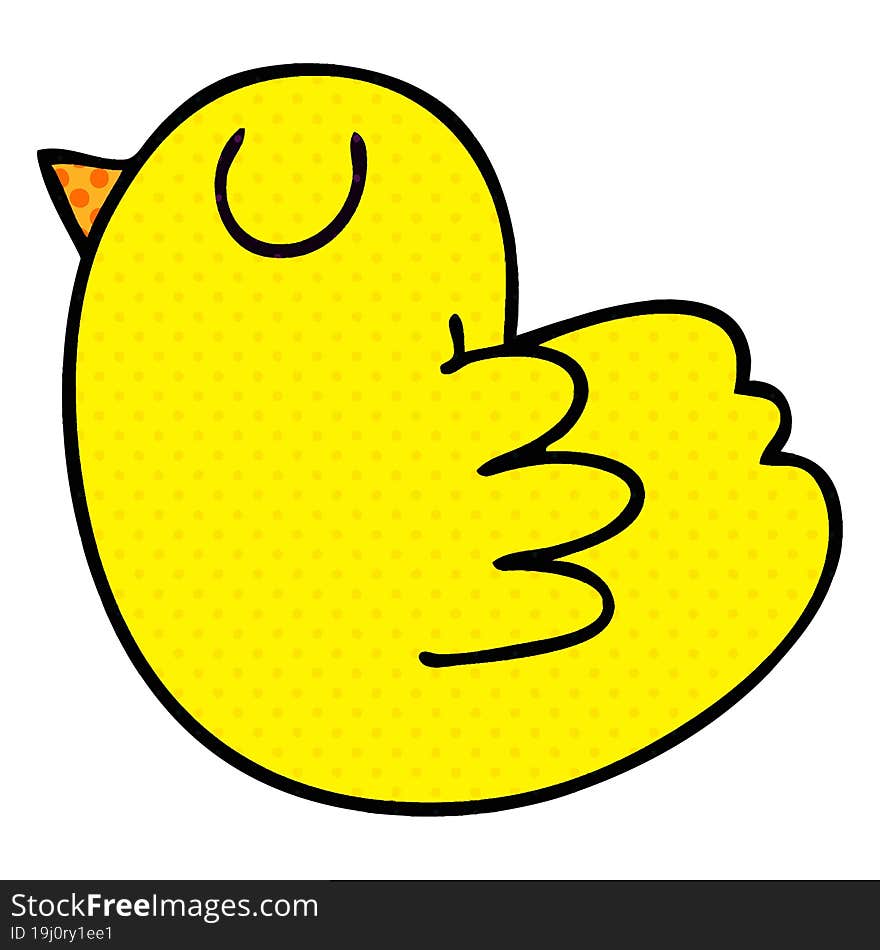 quirky comic book style cartoon yellow bird