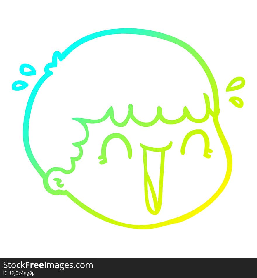 cold gradient line drawing cartoon male face