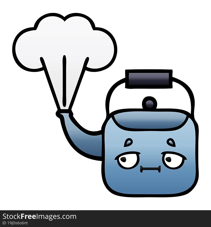 gradient shaded cartoon steaming kettle