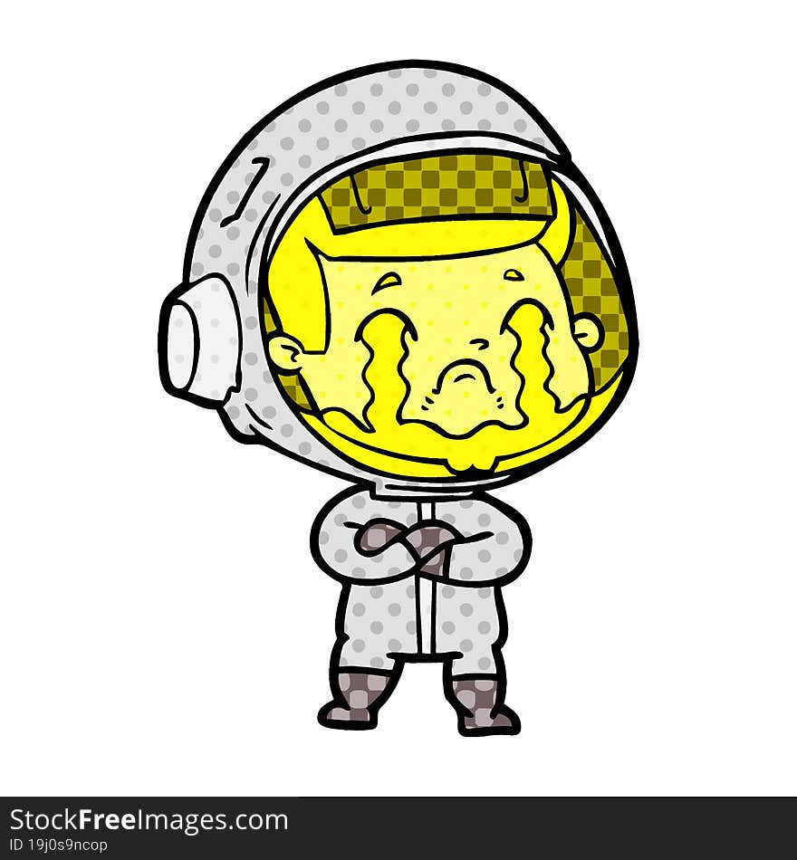 cartoon crying astronaut. cartoon crying astronaut