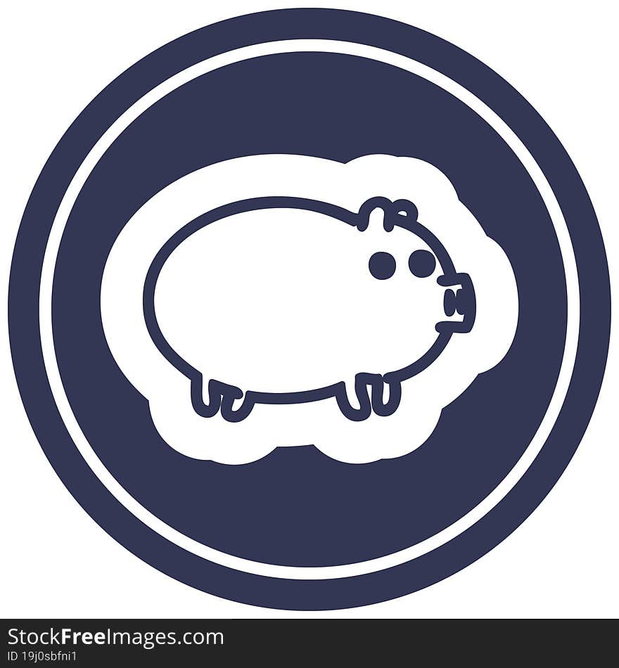 fat pig circular icon symbol