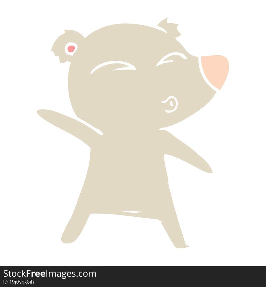 flat color style cartoon whistling bear