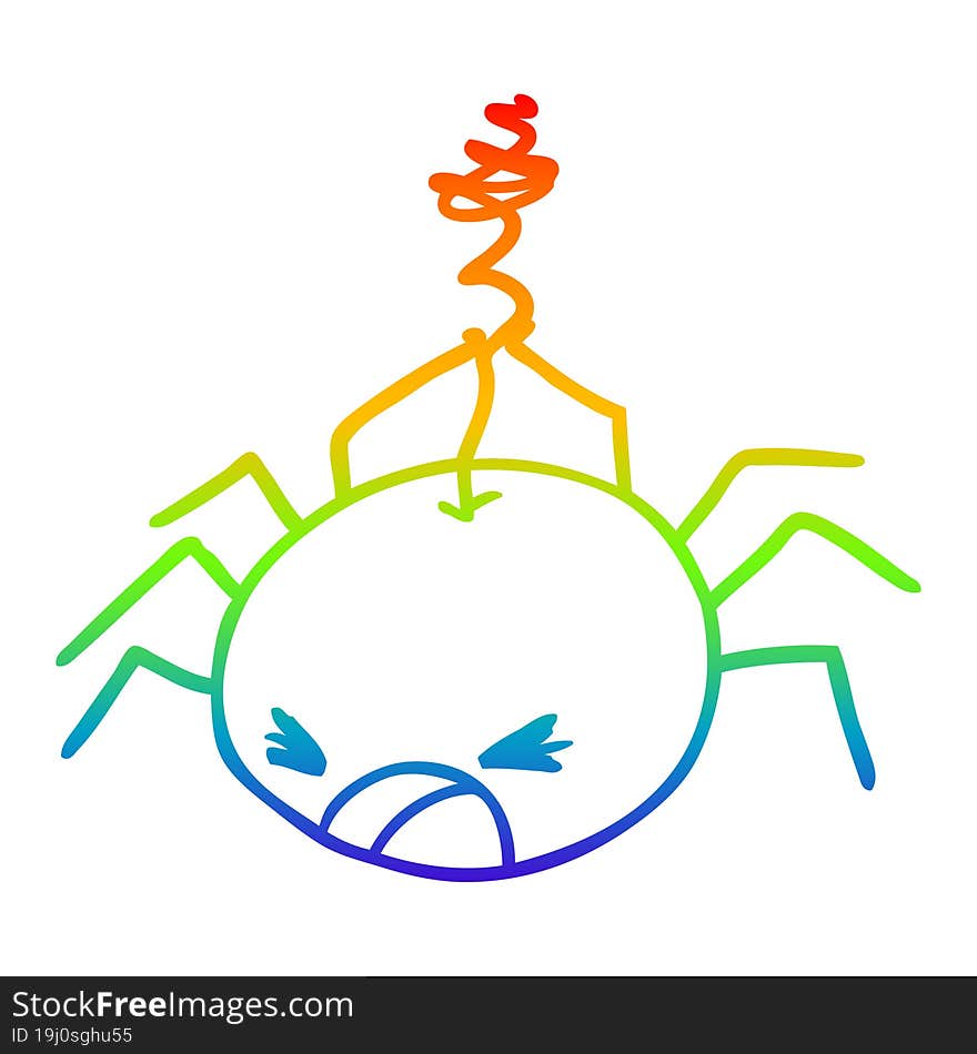 rainbow gradient line drawing halloween spider