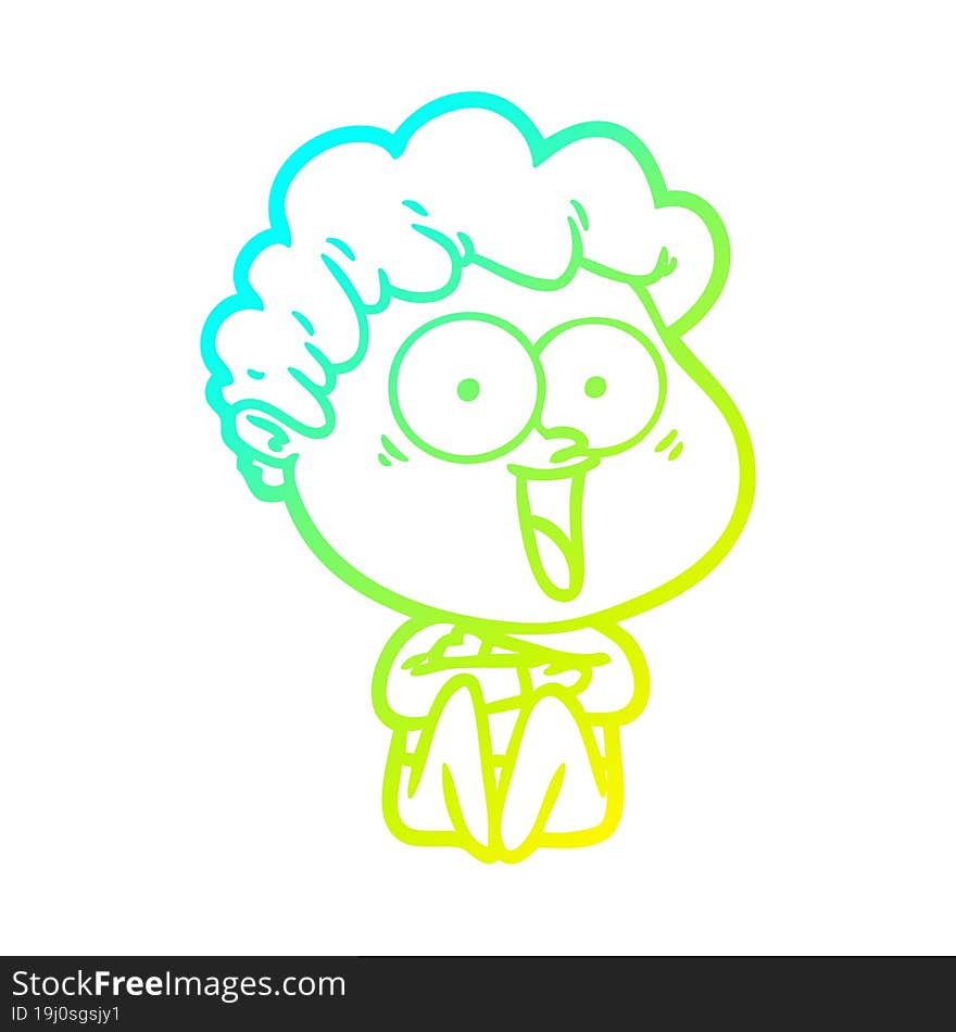 cold gradient line drawing of a excited man cartoon