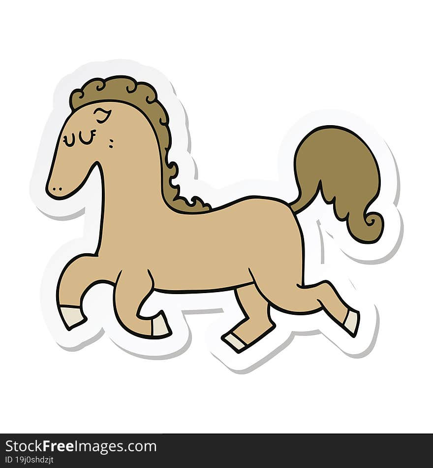 sticker of a cartoon horse running