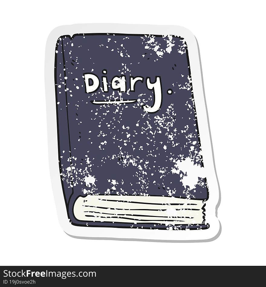 retro distressed sticker of a cartoon diary