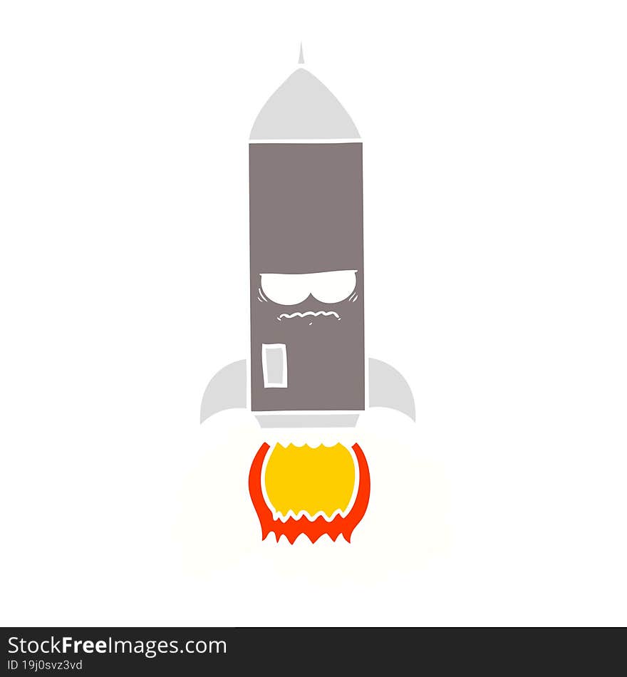 flat color style cartoon rocket