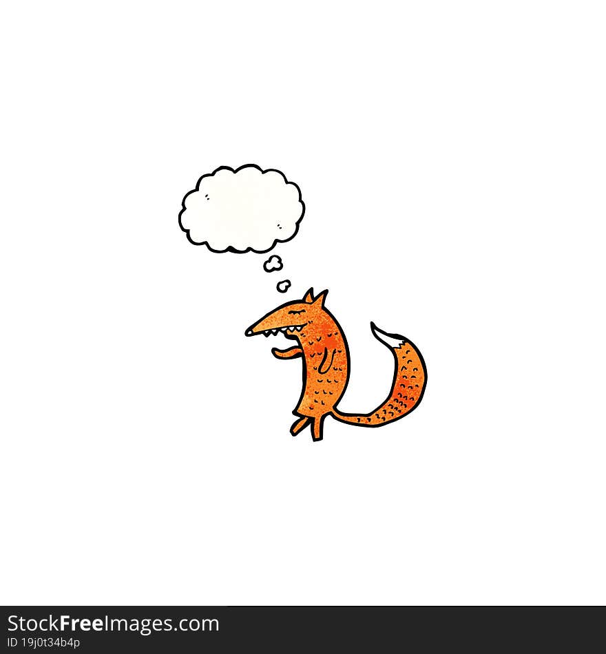 cartoon fox with thought bubble