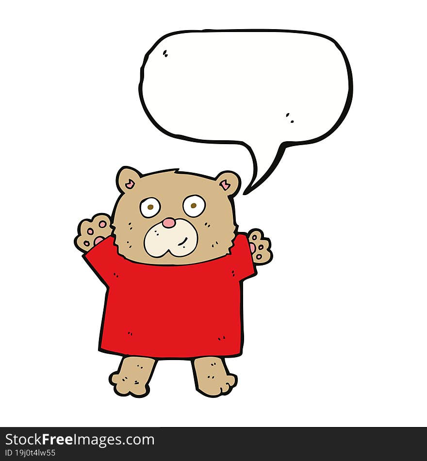 cartoon cute teddy bear with speech bubble