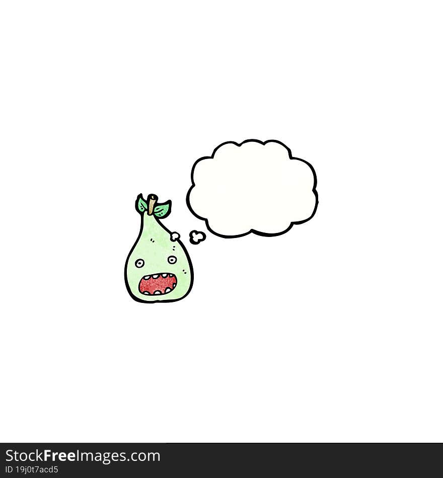 cartoon pear with thought bubble