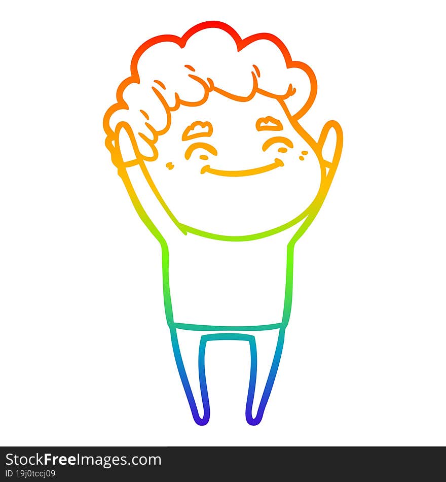 rainbow gradient line drawing cartoon friendly man