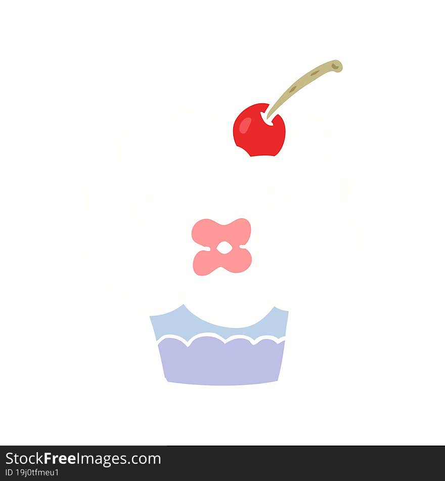 funny flat color style cartoon cupcake