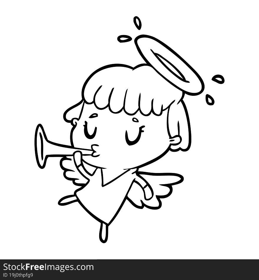 cute line drawing of a angel. cute line drawing of a angel