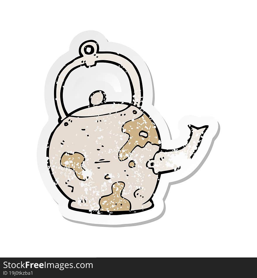 retro distressed sticker of a cartoon old tea pot