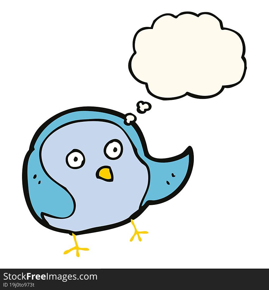 cartoon bird with thought bubble