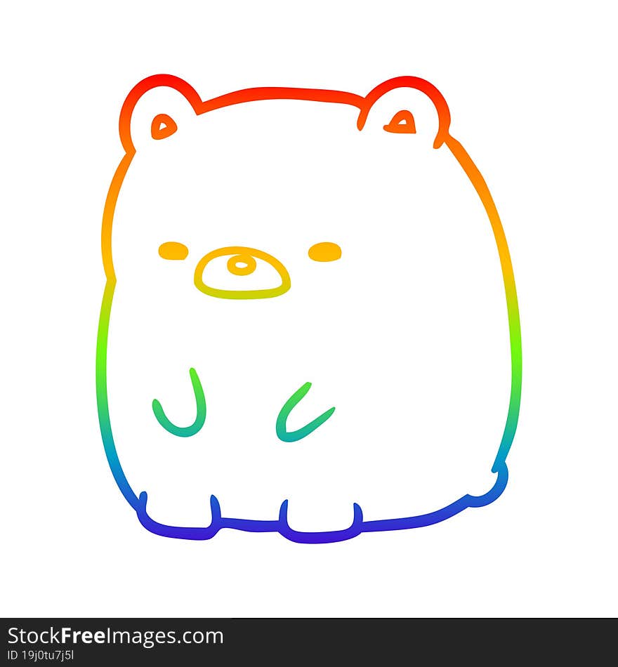 rainbow gradient line drawing of a cute sad bear