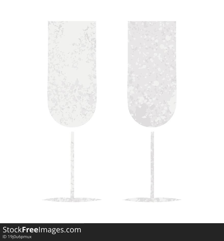 retro illustration style cartoon of a champagne flutes