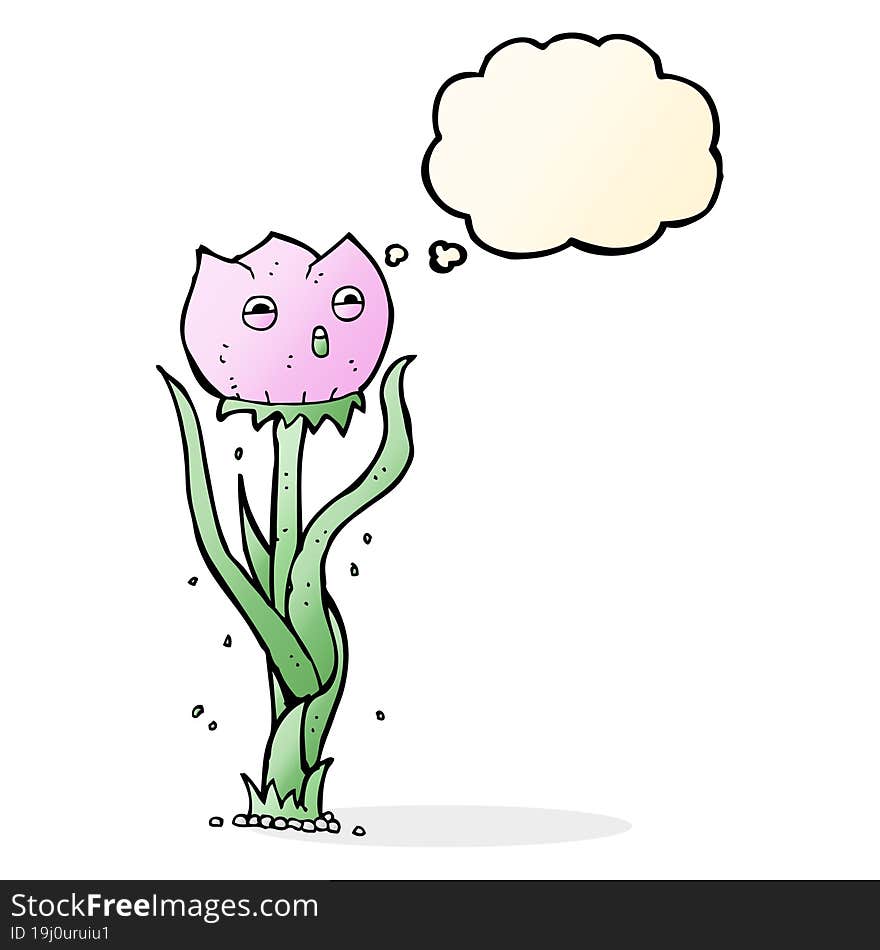 cartoon flower with thought bubble