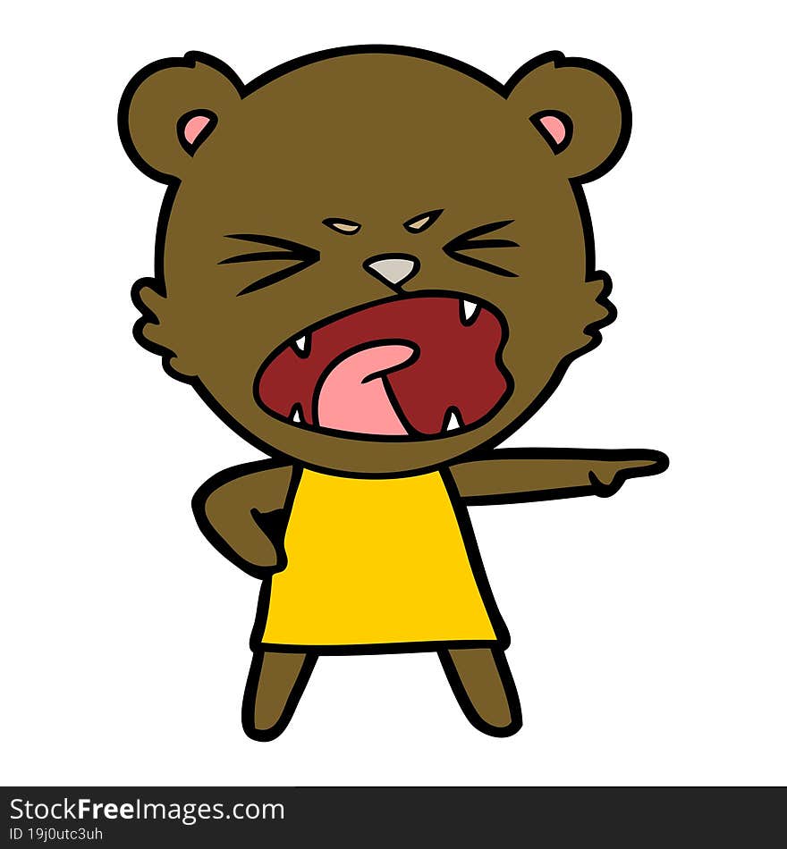 angry cartoon bear in dress shouting. angry cartoon bear in dress shouting