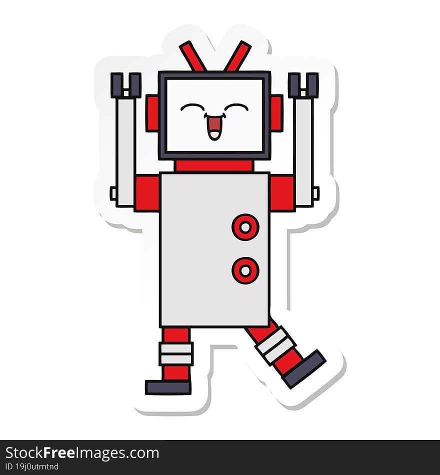 Sticker Of A Cute Cartoon Robot