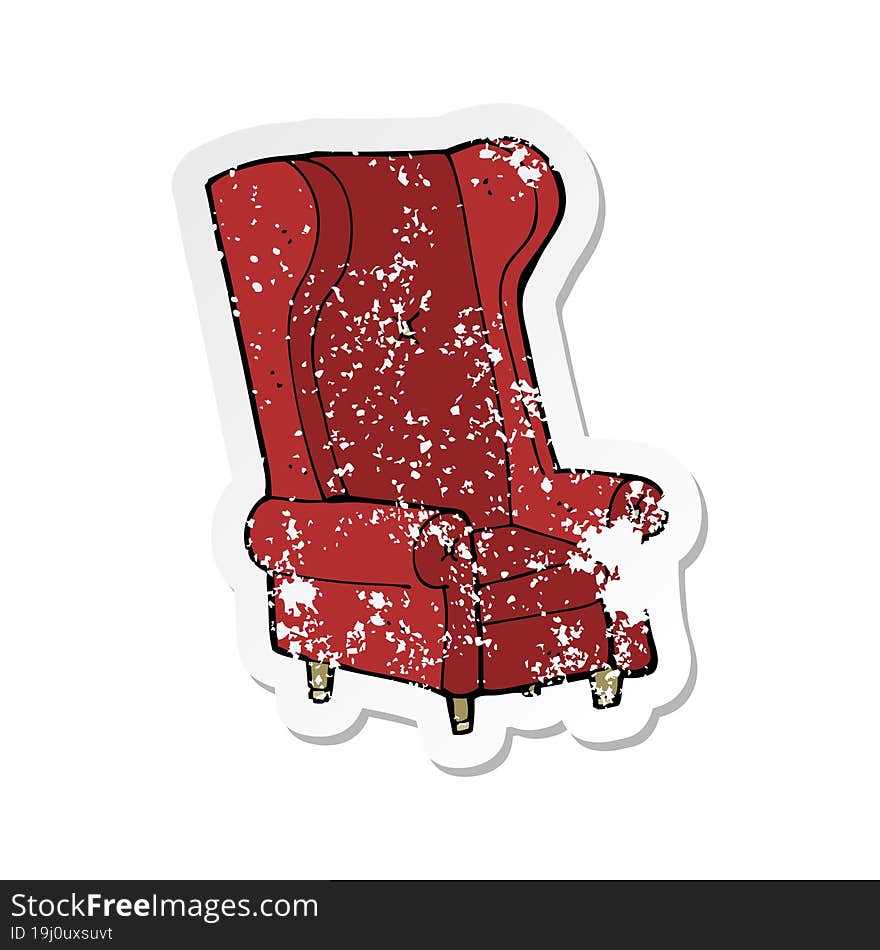 retro distressed sticker of a cartoon old chair