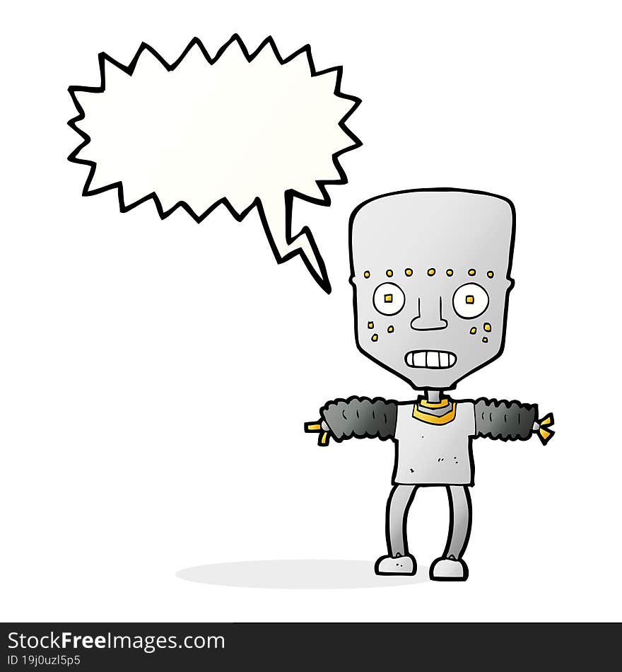 cartoon robot with speech bubble