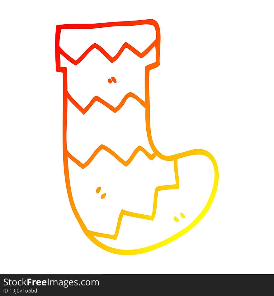 warm gradient line drawing cartoon christmas stocking