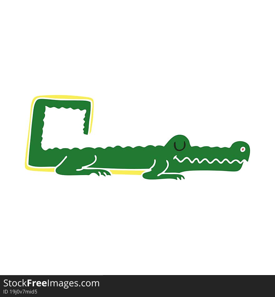 Quirky Hand Drawn Cartoon Crocodile