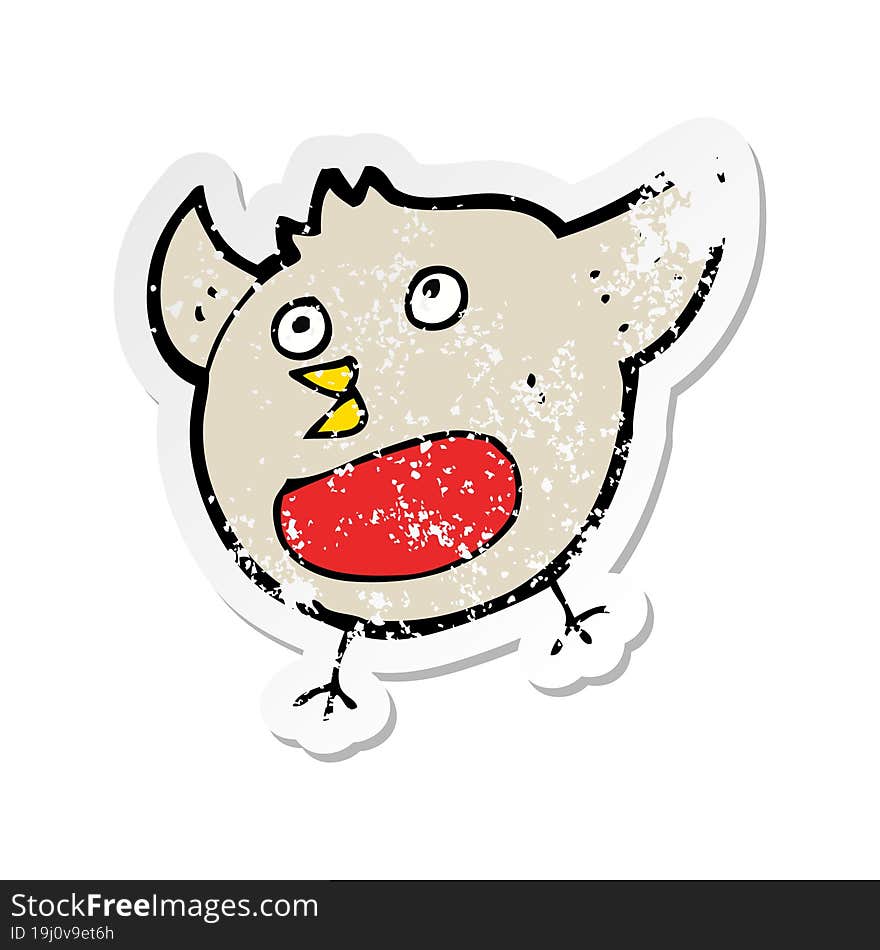 retro distressed sticker of a funny cartoon christmas robin