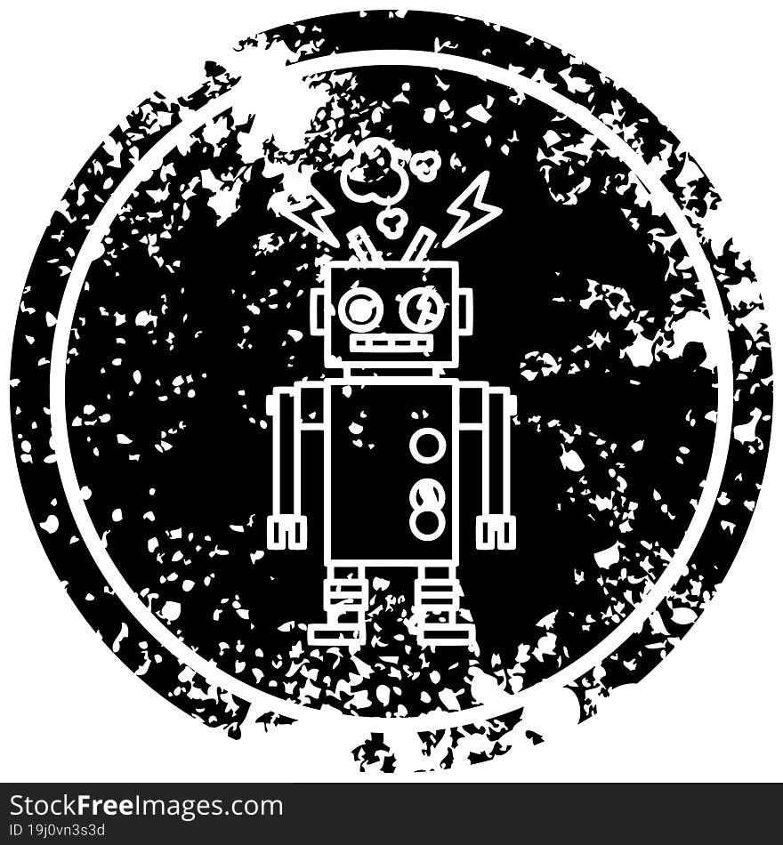 malfunctioning robot distressed icon symbol