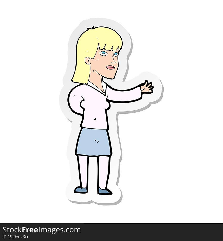 sticker of a cartoon woman explaining