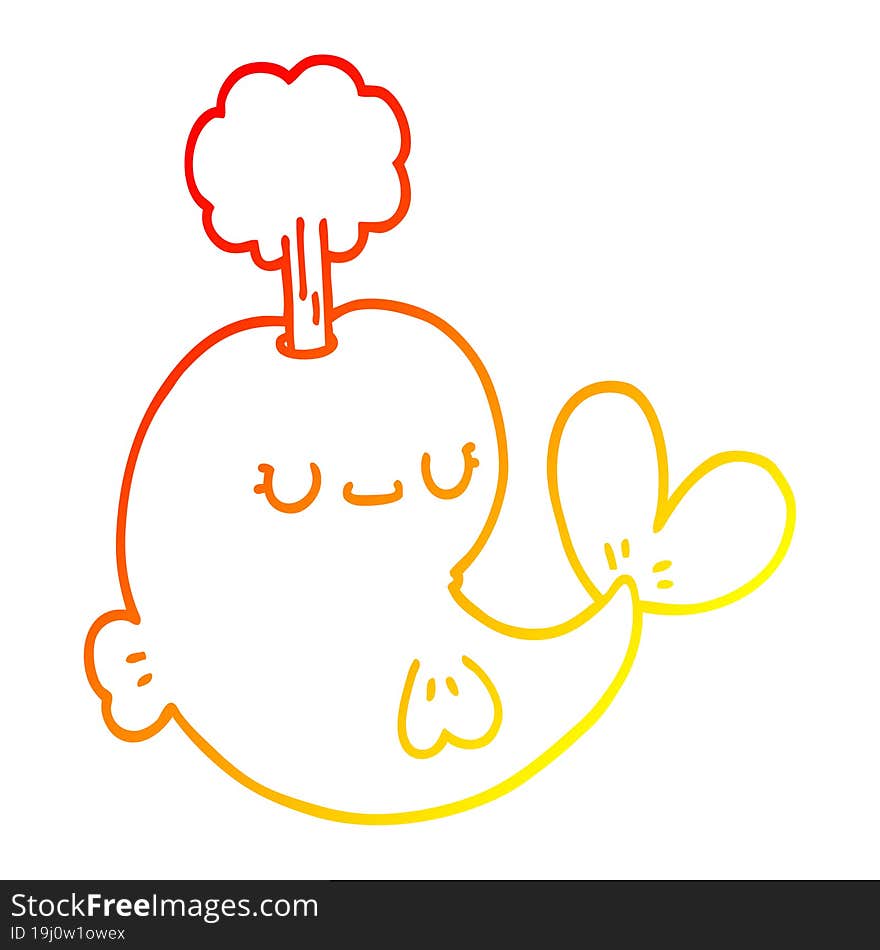 warm gradient line drawing cute cartoon whale