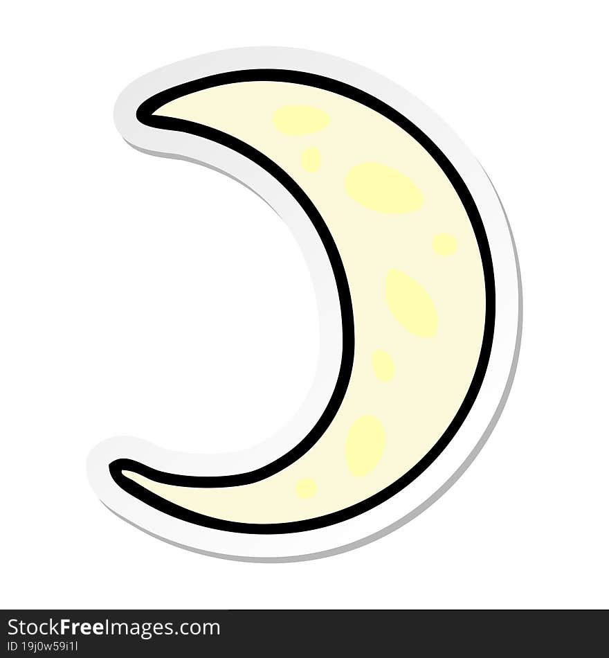 sticker cartoon doodle of a crescent moon