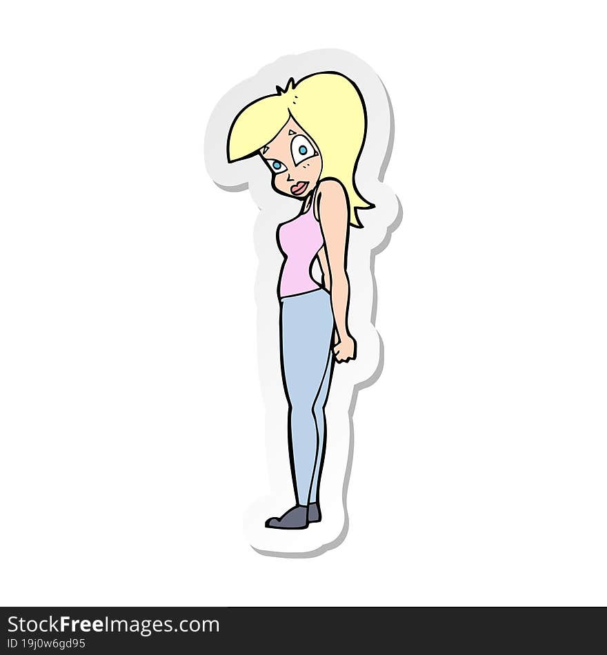 sticker of a cartoon pretty woman