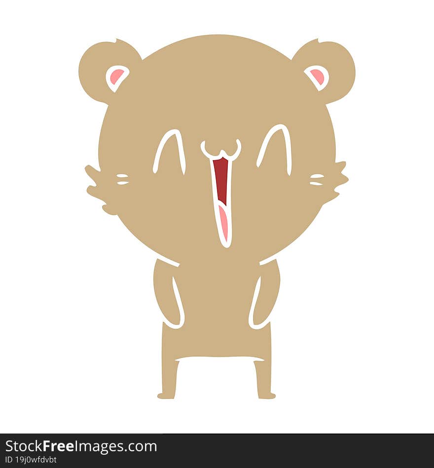 Happy Bear Flat Color Style Cartoon