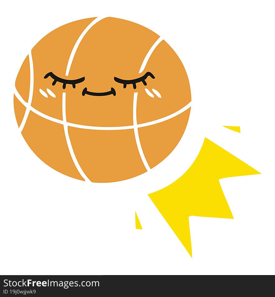 flat color retro cartoon of a basketball