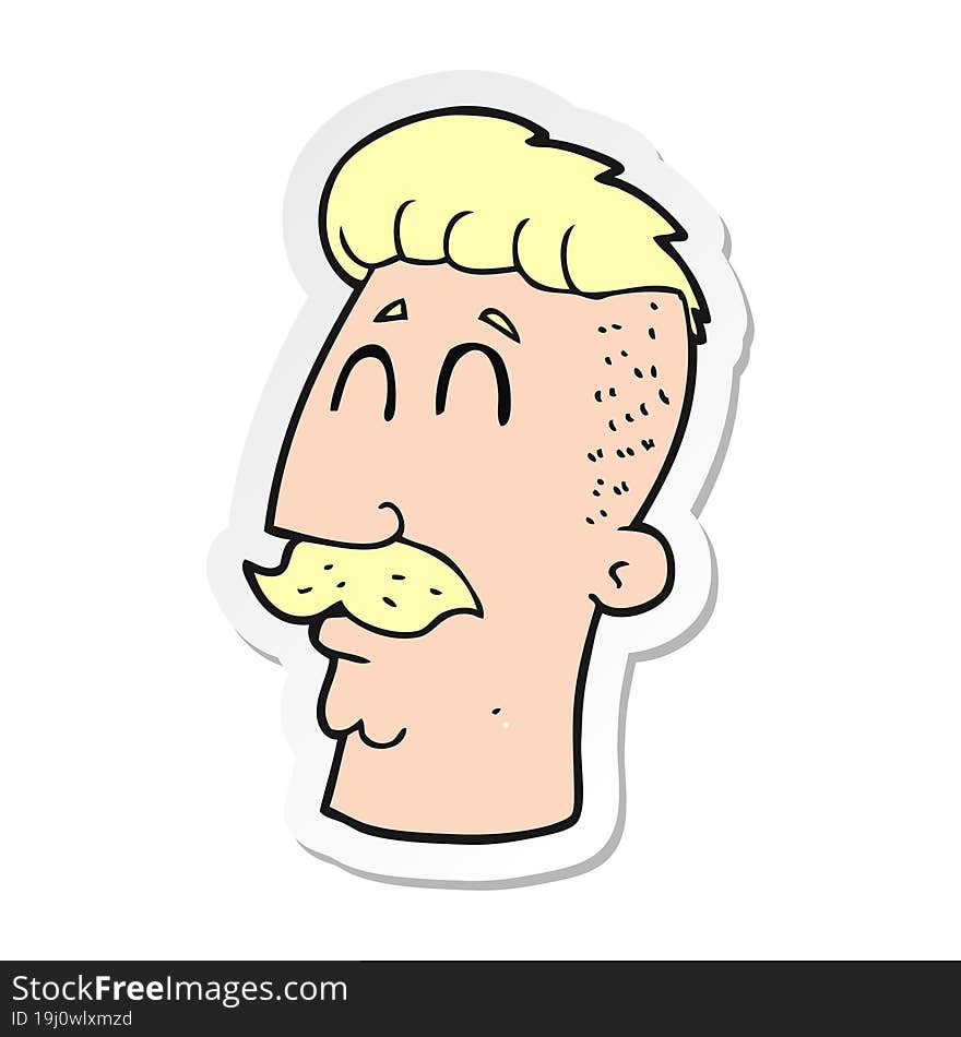 sticker of a cartoon man with hipster hair cut