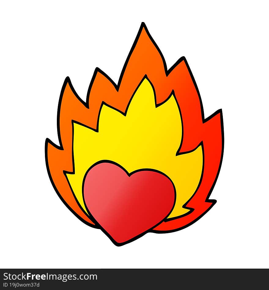 cartoon doodle flaming heart