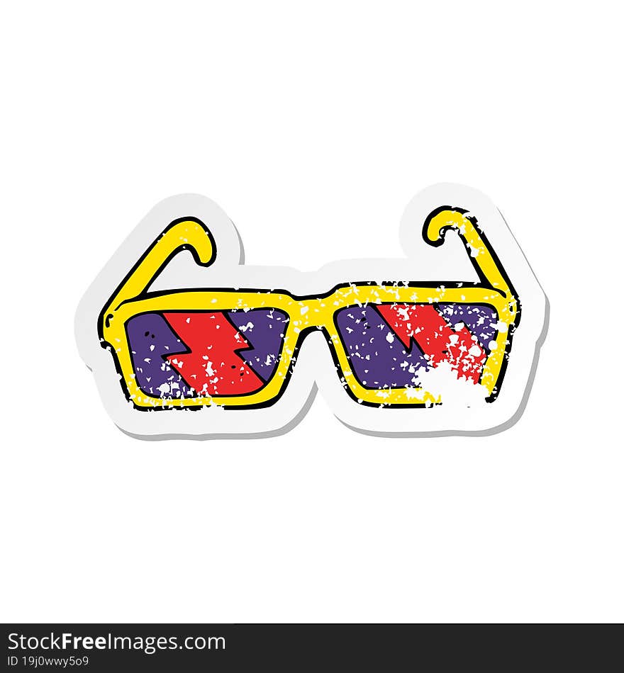 retro distressed sticker of a cartoon sunglasses