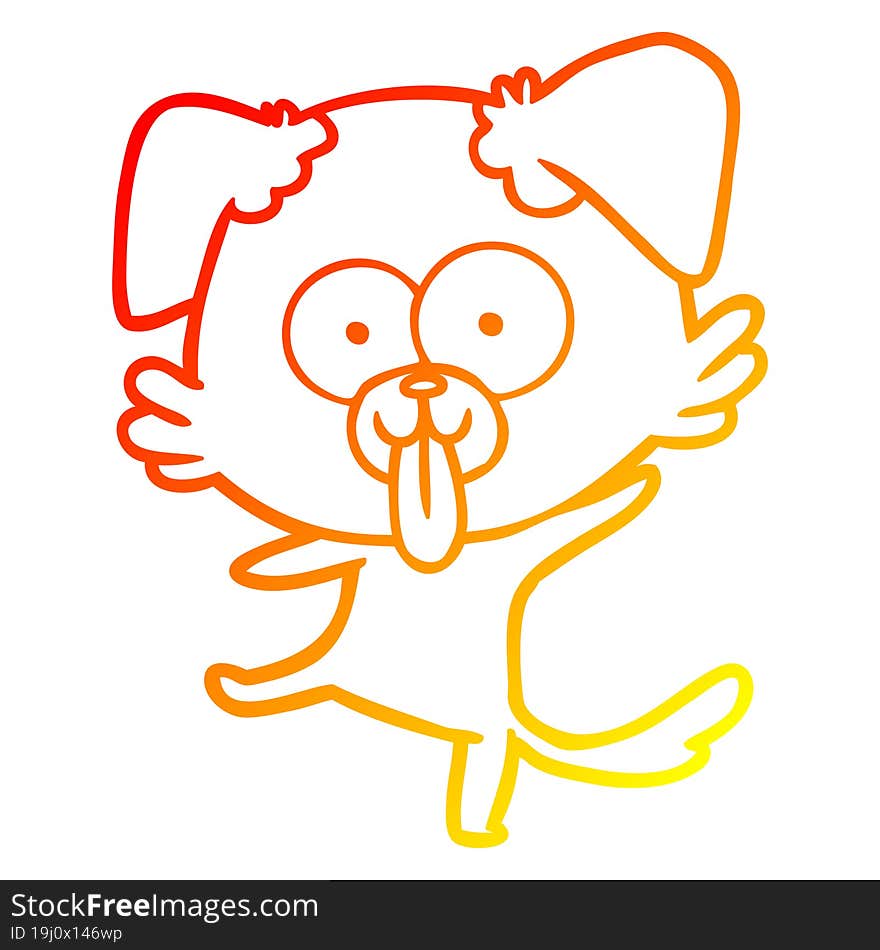 warm gradient line drawing funny cartoon dancing dog