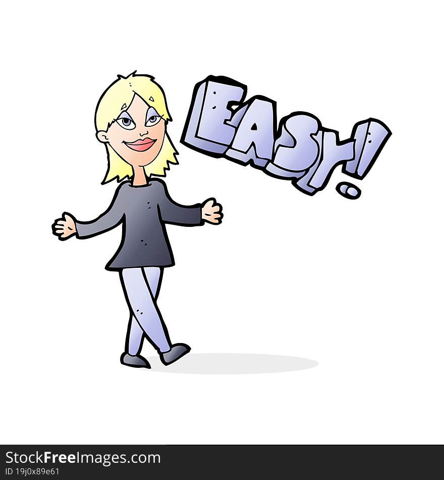 Cartoon Woman Saying Easy