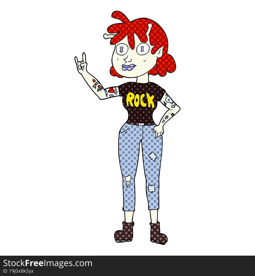 cartoon alien rock fan girl