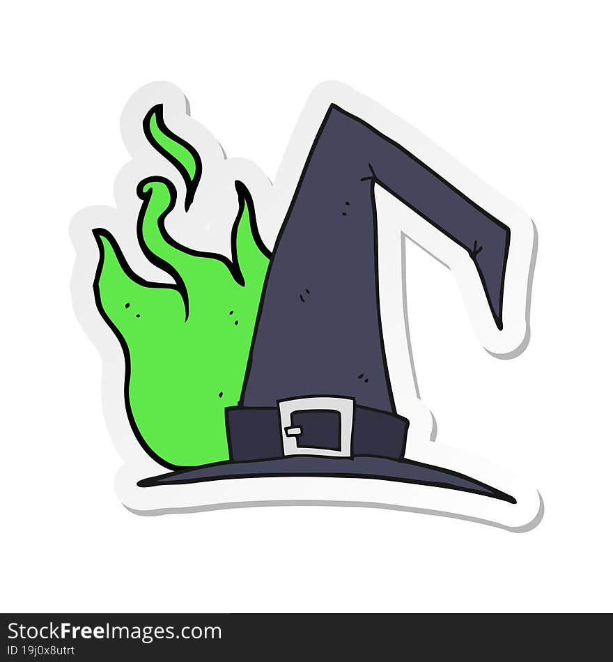 Sticker Of A Cartoon Witch Hat