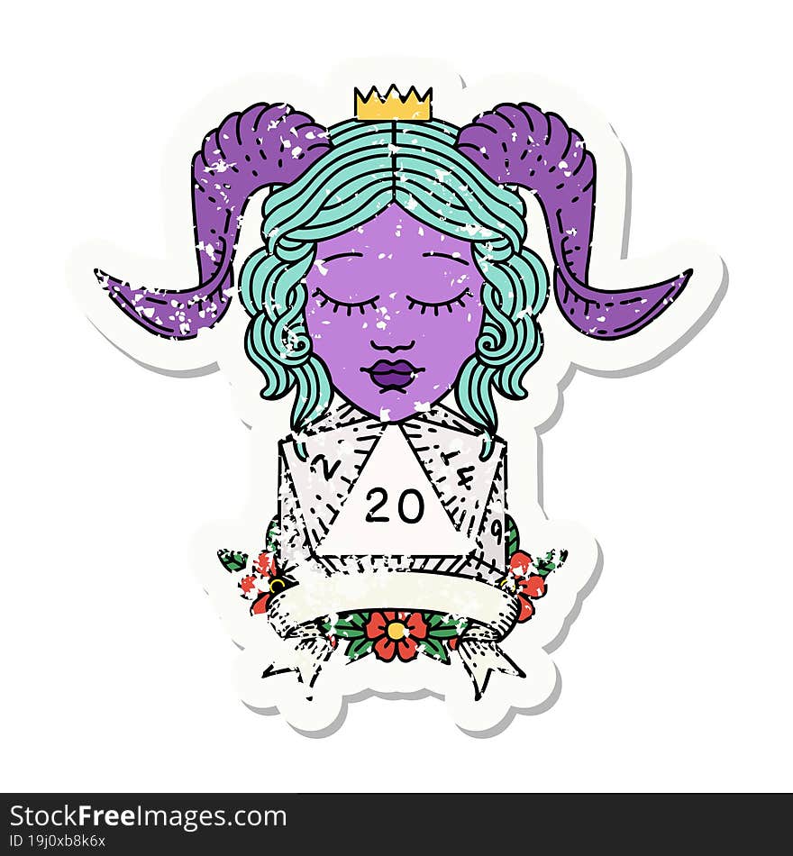 Tiefling With Natural 20 D20 Roll Illustration