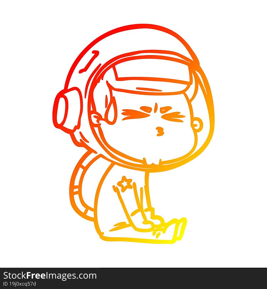 warm gradient line drawing cartoon stressed astronaut