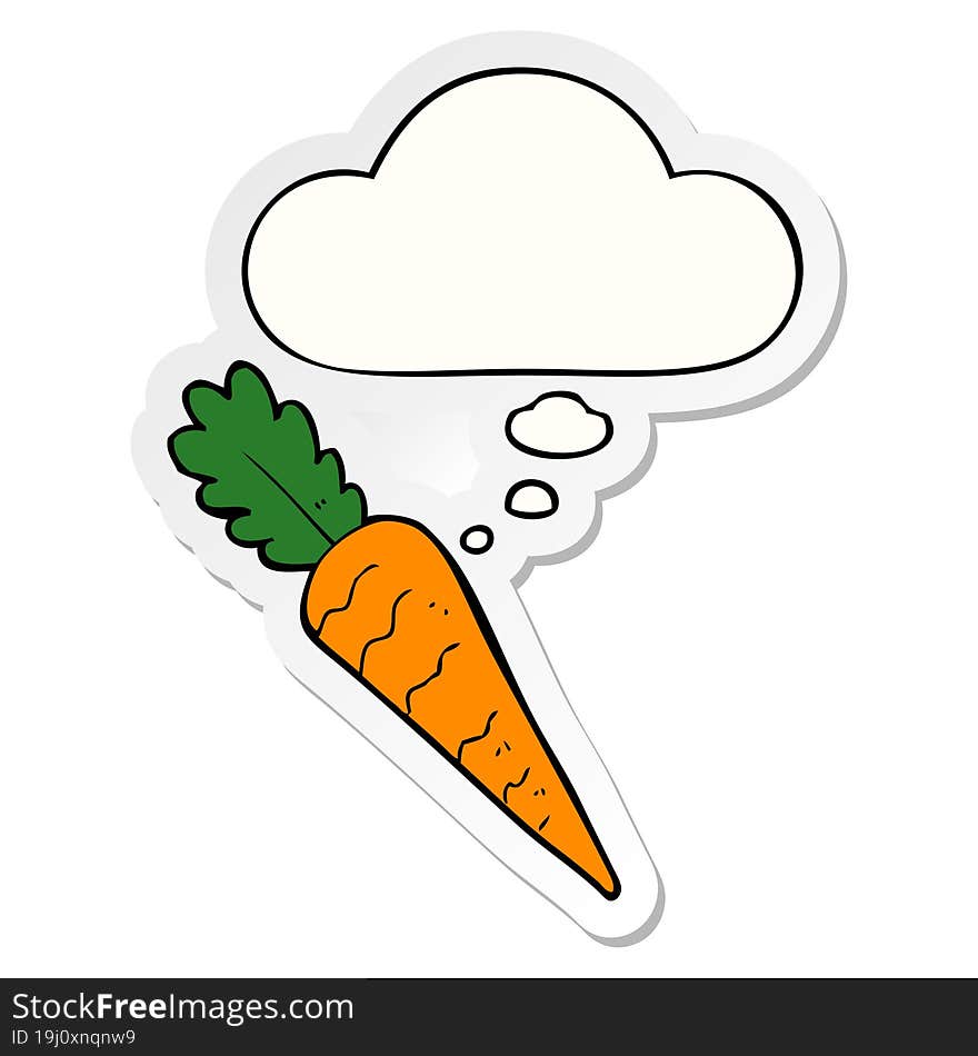 cartoon carrot with thought bubble as a printed sticker