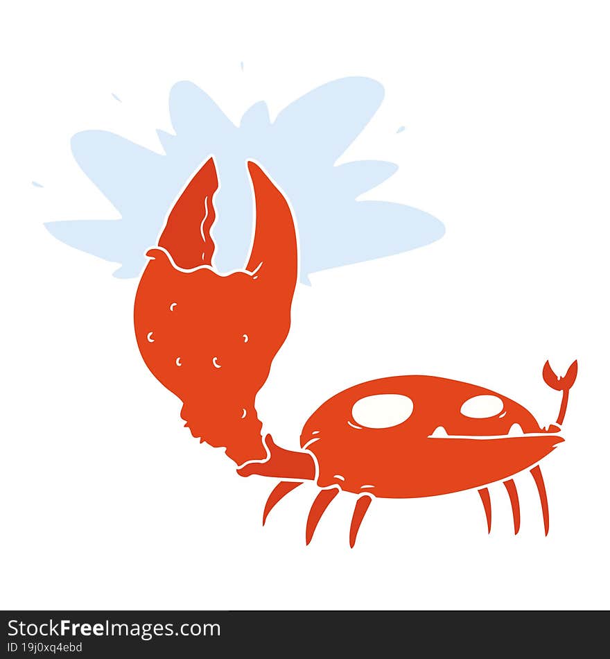 Flat Color Style Cartoon Crab With Big Claw