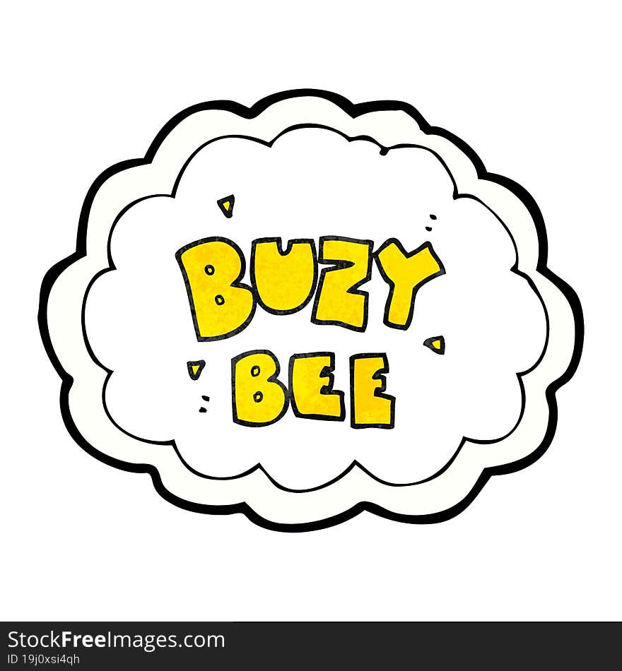 freehand textured cartoon buzy bee text symbol